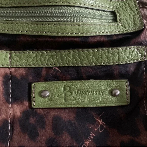 B. Makowsky Green Leather Crossbody Bag - Picture 10 of 16